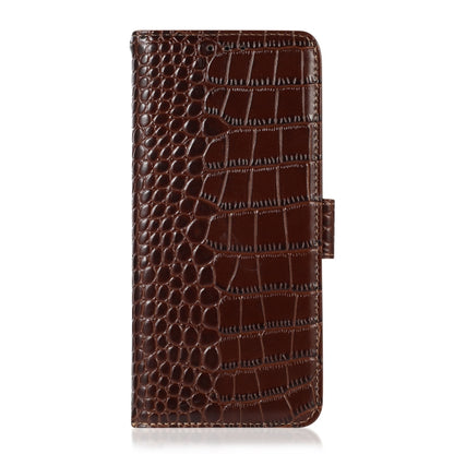 For Motorola Moto X40 Pro Crocodile Top Layer Cowhide Leather Phone Case(Brown) - Motorola Cases by buy2fix | Online Shopping UK | buy2fix