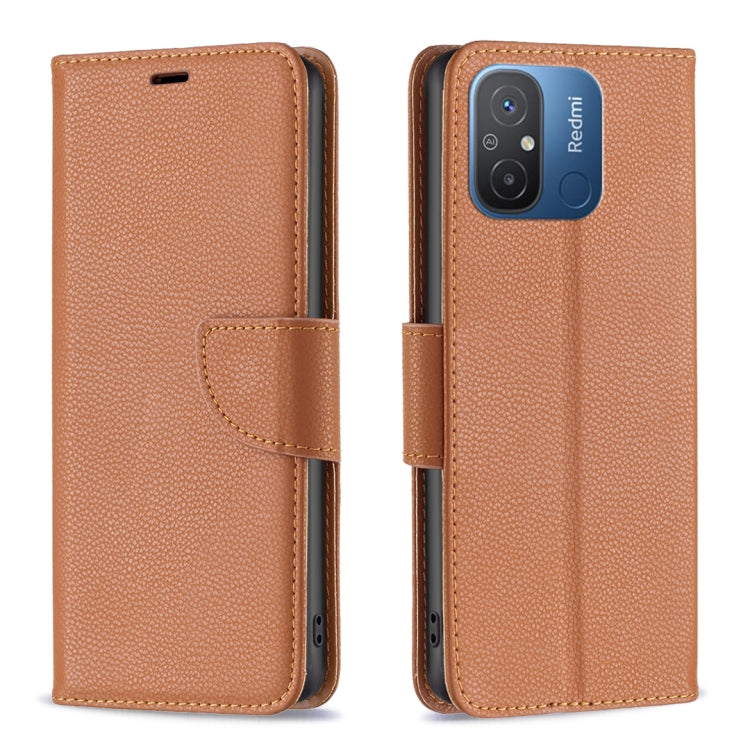 For Xiaomi Redmi 12C Litchi Texture Pure Color Leather Phone Case(Brown) - Xiaomi Cases by buy2fix | Online Shopping UK | buy2fix