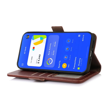 For Motorola Moto E13 4G 2023 Crazy Horse Top Layer Cowhide RFID Leather Phone Case(Brown) - Motorola Cases by buy2fix | Online Shopping UK | buy2fix