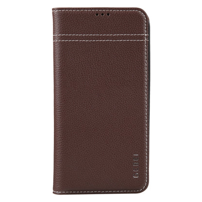 For iPhone 13 GEBEI Top-grain Horizontal Flip Leather Phone Case(Brown) - iPhone 13 Cases by GEBEI | Online Shopping UK | buy2fix