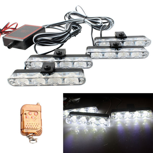 4 in 1 Car 16LEDs Grille Flash Lights Warning Lights with Wireless Remote Control(White) - In Car by buy2fix | Online Shopping UK | buy2fix