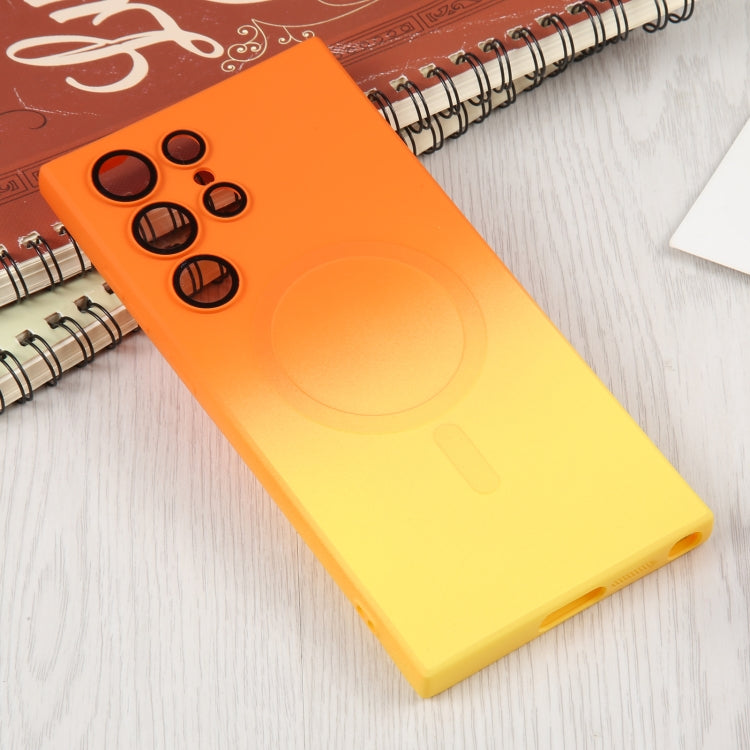 For Samsung Galaxy S23 5G Liquid TPU Silicone Gradient MagSafe Phone Case(Orange Yellow) - Galaxy S23 5G Cases by buy2fix | Online Shopping UK | buy2fix