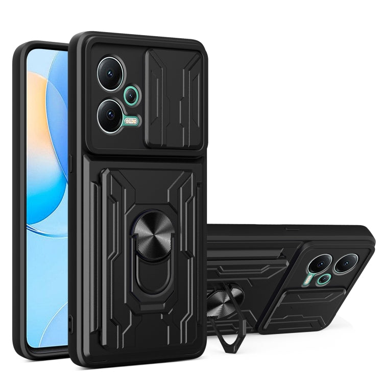 For Xiaomi Redmi Note 12 5G Sliding Camshield Card Phone Case(Black) - Note 12 Cases by buy2fix | Online Shopping UK | buy2fix