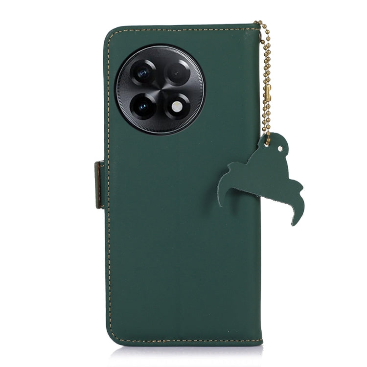 For OnePlus Ace 2 5G / 11R 5G Genuine Leather Magnetic RFID Leather Phone Case(Green) - OnePlus Cases by buy2fix | Online Shopping UK | buy2fix