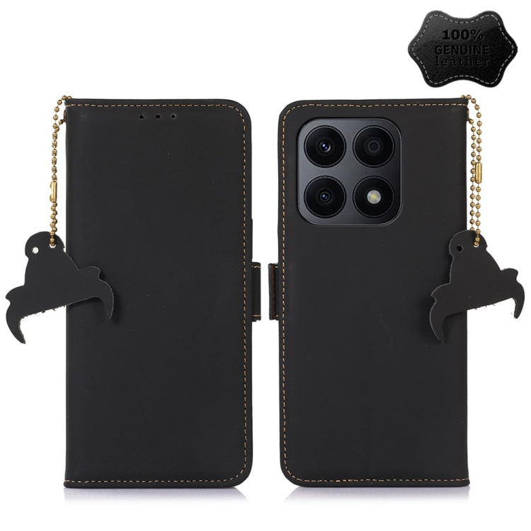For Honor X8a 4G Genuine Leather Magnetic RFID Leather Phone Case(Black) - Honor Cases by buy2fix | Online Shopping UK | buy2fix