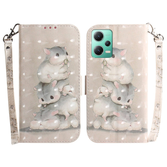 For Xiaomi Redmi Note 12 5G 3D Colored Horizontal Flip Leather Phone Case(Squirrels) - Note 12 Cases by buy2fix | Online Shopping UK | buy2fix