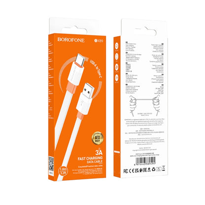 Borofone BX89 USB to Type-C Union 3A Charging Data Cable, Length:1m(White Orange) -  by Borofone | Online Shopping UK | buy2fix