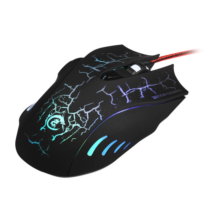 HXSJ A888B 6-keys Crackle Colorful Lighting Wired Gaming Mouse(Black) - Wired Mice by HXSJ | Online Shopping UK | buy2fix