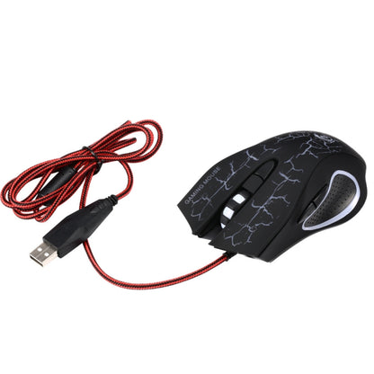 HXSJ A888B 6-keys Crackle Colorful Lighting Wired Gaming Mouse(Black) - Wired Mice by HXSJ | Online Shopping UK | buy2fix