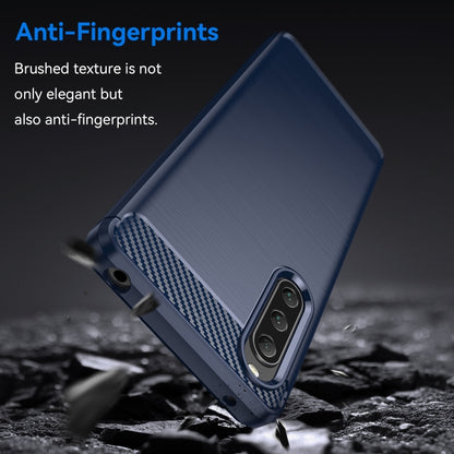 For Sony Xperia 10 V Brushed Texture Carbon Fiber TPU Phone Case(Blue) - Sony Cases by buy2fix | Online Shopping UK | buy2fix