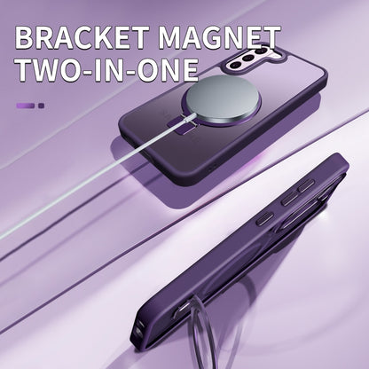 For Samsung Galaxy S23+ 5G Skin Feel MagSafe Magnetic Holder Phone Case(Purple) - Galaxy S23+ 5G Cases by buy2fix | Online Shopping UK | buy2fix