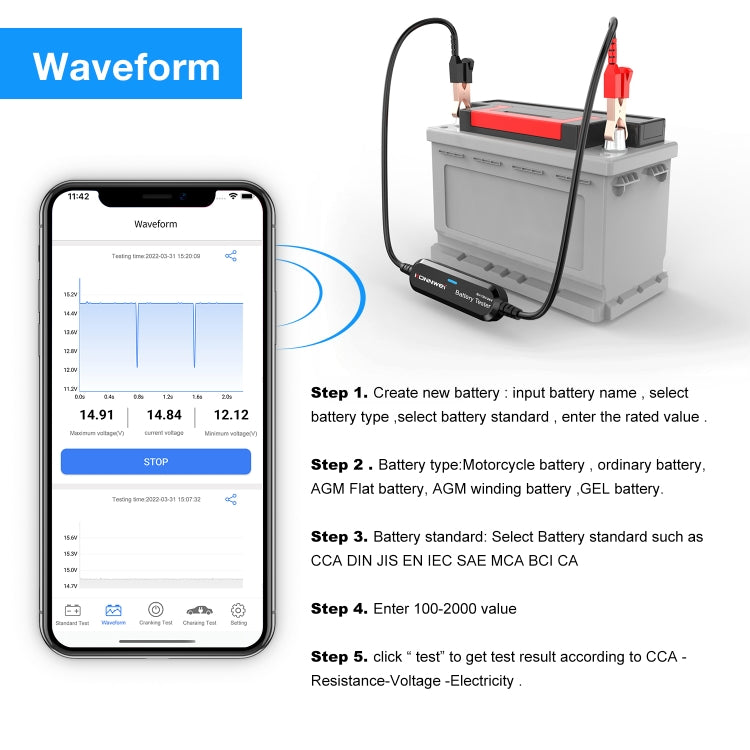 KONNWEI BK200 6V/12V/24V Car Bluetooth Battery Tester(Silver) - In Car by KONNWEI | Online Shopping UK | buy2fix