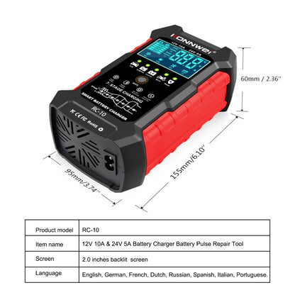 KONNWEI CR-10 2 inch Car Battery Charger Battery Pulse Repair Tool, Plug Type:EU Plug - In Car by KONNWEI | Online Shopping UK | buy2fix