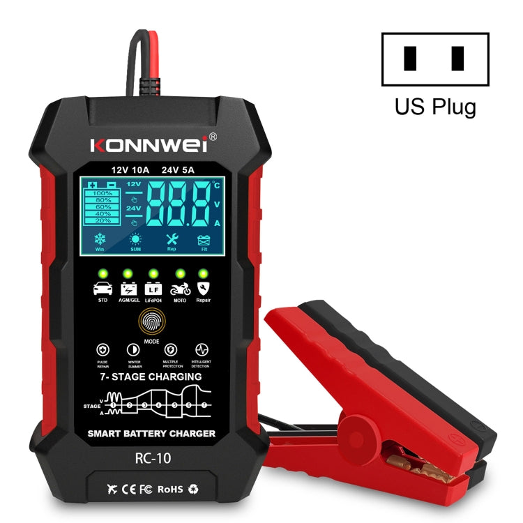 KONNWEI RC-10 2 inch Car Battery Charger Battery Pulse Repair Tool, Plug Type:US Plug - Battery Charger by KONNWEI | Online Shopping UK | buy2fix