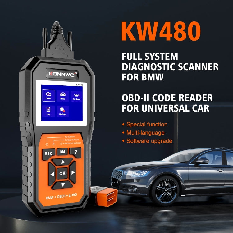 For BMW KONNWE KW480 2.8 inch Color Screen OBD2 Car Fault Detector - In Car by KONNWEI | Online Shopping UK | buy2fix