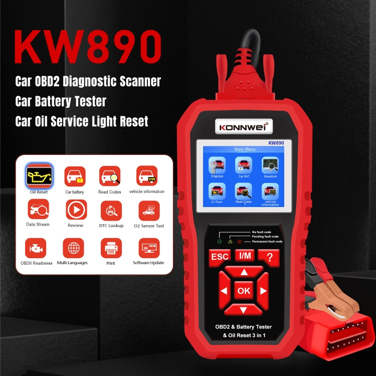 KONNWEI KW890 2 in 1 Car OBD2 Fault Detector + Maintenance Light Reseter - In Car by KONNWEI | Online Shopping UK | buy2fix