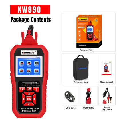 KONNWEI KW890 2 in 1 Car OBD2 Fault Detector + Maintenance Light Reseter - In Car by KONNWEI | Online Shopping UK | buy2fix