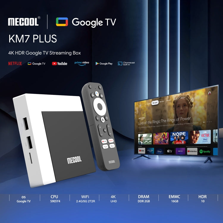 MECOOL KM7 Plus Android 10.0 Smart TV Set Top Box, Amlogic S905Y4 Quad Core, 2GB+16GB, Plug Type:US Plug - Consumer Electronics by MECOOL | Online Shopping UK | buy2fix