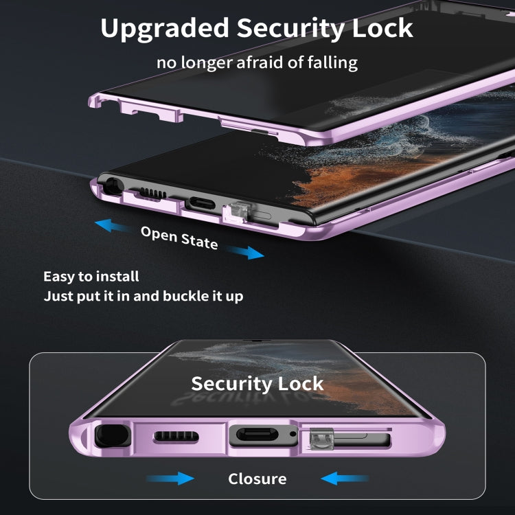 For Samsung Galaxy S23 5G HD Full Cover Magsafe Magnetic Metal Tempered Glass Phone Case(Purple) - Galaxy S23 5G Cases by buy2fix | Online Shopping UK | buy2fix