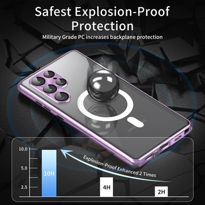 For Samsung Galaxy S21 5G HD Full Cover Magsafe Magnetic Metal Tempered Glass Phone Case(Purple) - Galaxy S21 5G Cases by buy2fix | Online Shopping UK | buy2fix