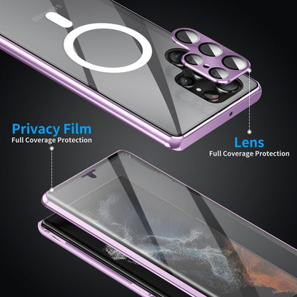 For Samsung Galaxy S22+ 5G HD Full Cover Magsafe Magnetic Metal Tempered Glass Phone Case(Purple) - Galaxy S22+ 5G Cases by buy2fix | Online Shopping UK | buy2fix