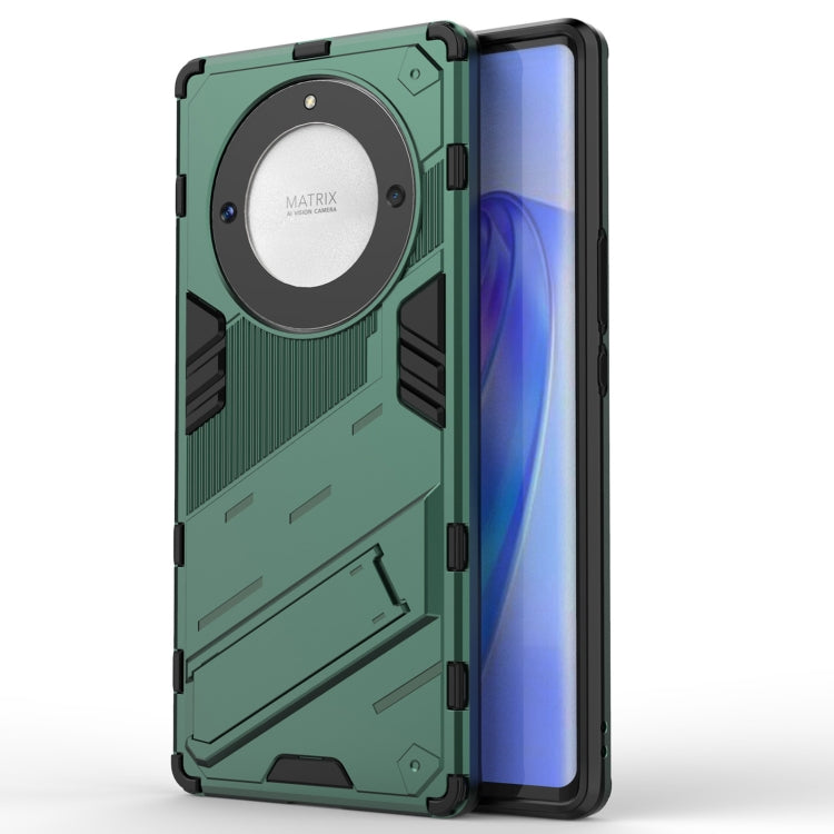 For Honor X9a/X40 5G/Magic5 Lite Punk Armor PC + TPU Phone Case with Holder(Green) - Honor Cases by buy2fix | Online Shopping UK | buy2fix