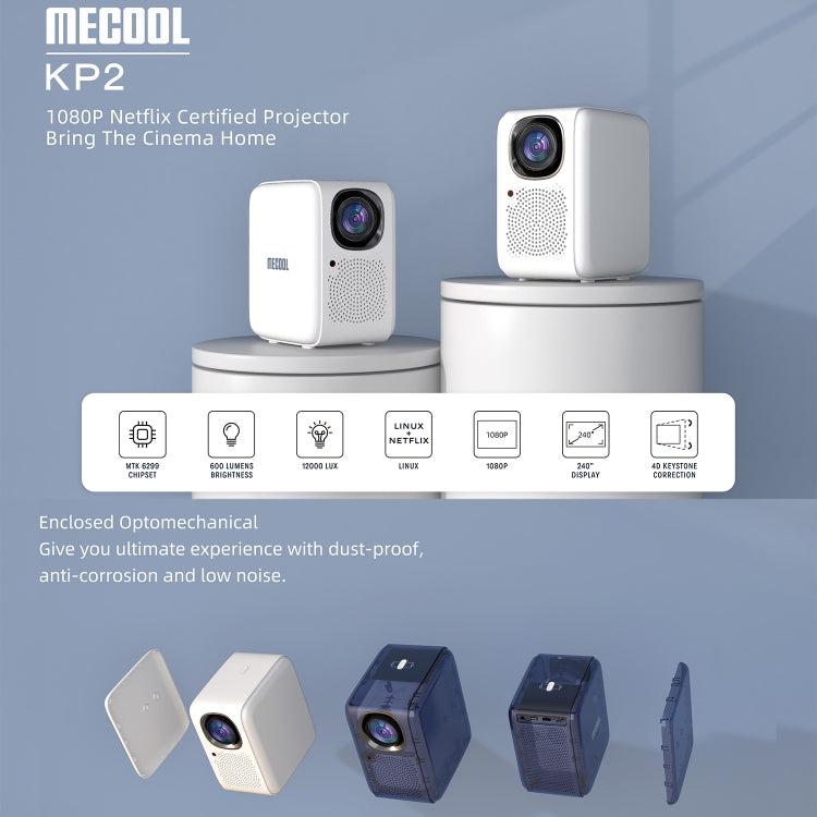 MECOOL KP2 1920x1080P 600ANSI Lumens Portable Mini LED Smart Projector(US Plug) - Consumer Electronics by MECOOL | Online Shopping UK | buy2fix