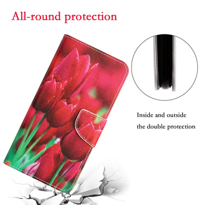 For Xiaomi Redmi 12C Colored Drawing Leather Phone Case(Tulips) - Xiaomi Cases by buy2fix | Online Shopping UK | buy2fix