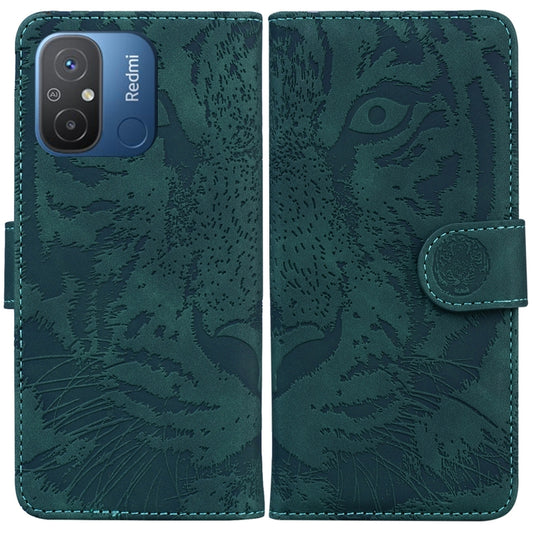 For Xiaomi Redmi 12C / 11A Tiger Embossing Pattern Flip Leather Phone Case(Green) - Xiaomi Cases by buy2fix | Online Shopping UK | buy2fix
