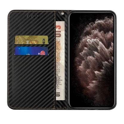 For Xiaomi Redmi Note 12 5G Global/Poco X5 Carbon Fiber Texture Magnetic Flip Leather Phone Case(Black) - Note 12 Cases by buy2fix | Online Shopping UK | buy2fix
