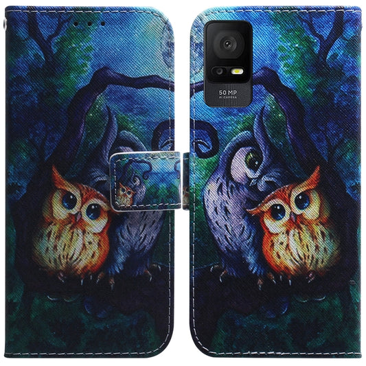 For TCL 408 Coloured Drawing Flip Leather Phone Case(Oil Painting Owl) - More Brand by buy2fix | Online Shopping UK | buy2fix