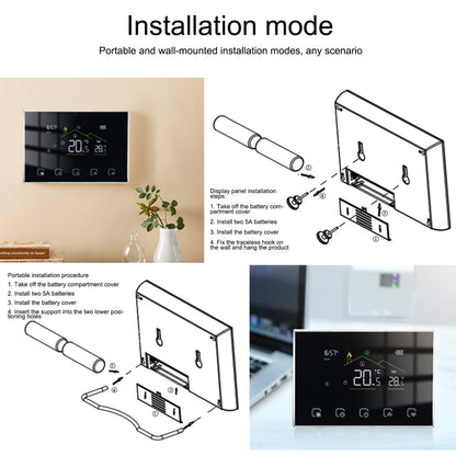 BHT-8000RF-VA- GBC Wireless Smart LED Screen Thermostat Without WiFi, Specification:Electric / Boiler Heating - Thermostat & Thermometer by buy2fix | Online Shopping UK | buy2fix