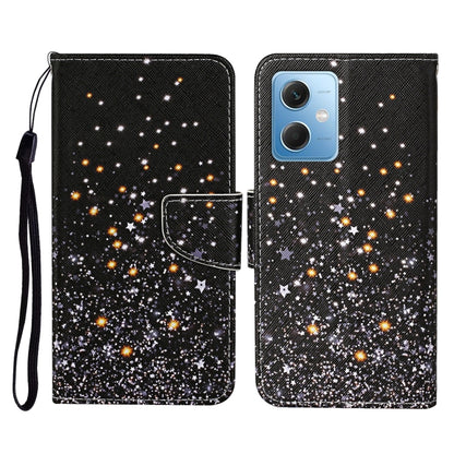 For Xiaomi Redmi Note 12 5G Global/Poco X5 Colored Drawing Pattern Flip Leather Phone Case(Black Pentagram) - Note 12 Cases by buy2fix | Online Shopping UK | buy2fix