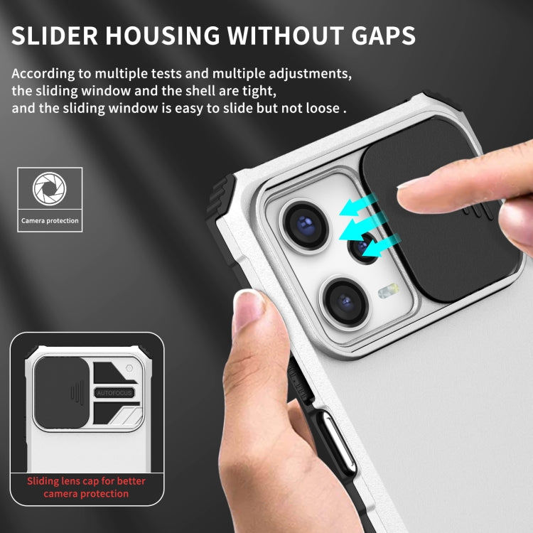For Xiaomi Redmi Note 12 Pro 5G / Poco X5 Pro Stereoscopic Holder Sliding Camshield Phone Case(White) - Note 12 Pro Cases by buy2fix | Online Shopping UK | buy2fix