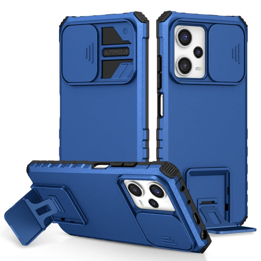 For Xiaomi Redmi Note 12 Pro 5G / Poco X5 Pro Stereoscopic Holder Sliding Camshield Phone Case(Blue) - Note 12 Pro Cases by buy2fix | Online Shopping UK | buy2fix