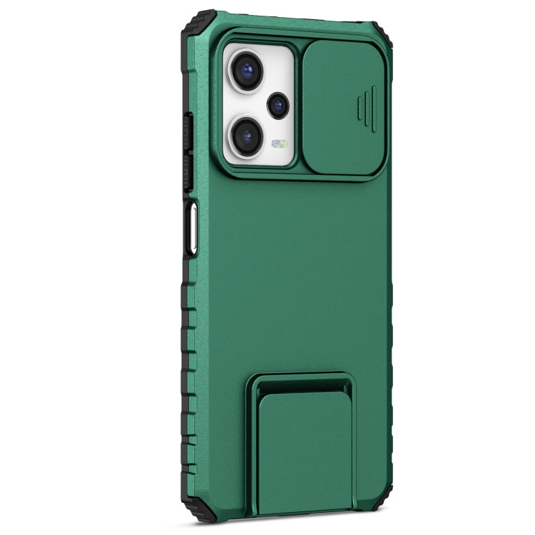 For Xiaomi Redmi Note 12 Pro 5G / Poco X5 Pro Stereoscopic Holder Sliding Camshield Phone Case(Green) - Note 12 Pro Cases by buy2fix | Online Shopping UK | buy2fix