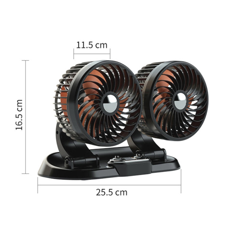 F622 Car Creative Folding Rotatable Double Head Electric Cooling Fan, Style:24V Cigarette Lighter - In Car by buy2fix | Online Shopping UK | buy2fix