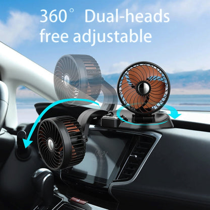 F622U Car Creative Folding Rotatable Double Head Electric Cooling Fan with Dual USB Charging Port, Style:USB Universal - In Car by buy2fix | Online Shopping UK | buy2fix