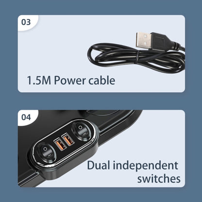 F622U Car Creative Folding Rotatable Double Head Electric Cooling Fan with Dual USB Charging Port, Style:12V Cigarette Lighter - In Car by buy2fix | Online Shopping UK | buy2fix