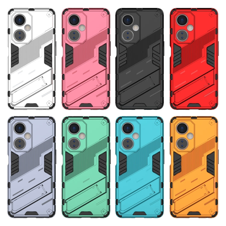 For OnePlus Nord CE 3 Punk Armor 2 in 1 PC + TPU Phone Case with Holder(Light Red) - OnePlus Cases by buy2fix | Online Shopping UK | buy2fix