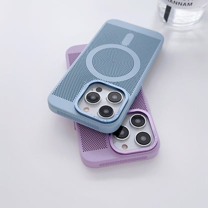 For iPhone 14 Grid Cooling MagSafe Magnetic Phone Case(Dark Purple) - iPhone 14 Cases by buy2fix | Online Shopping UK | buy2fix
