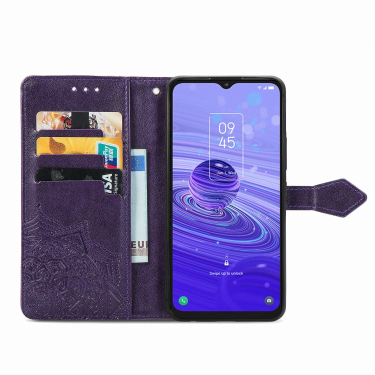 For TCL 40R Mandala Flower Embossed Leather Phone Case(Purple) - More Brand by buy2fix | Online Shopping UK | buy2fix