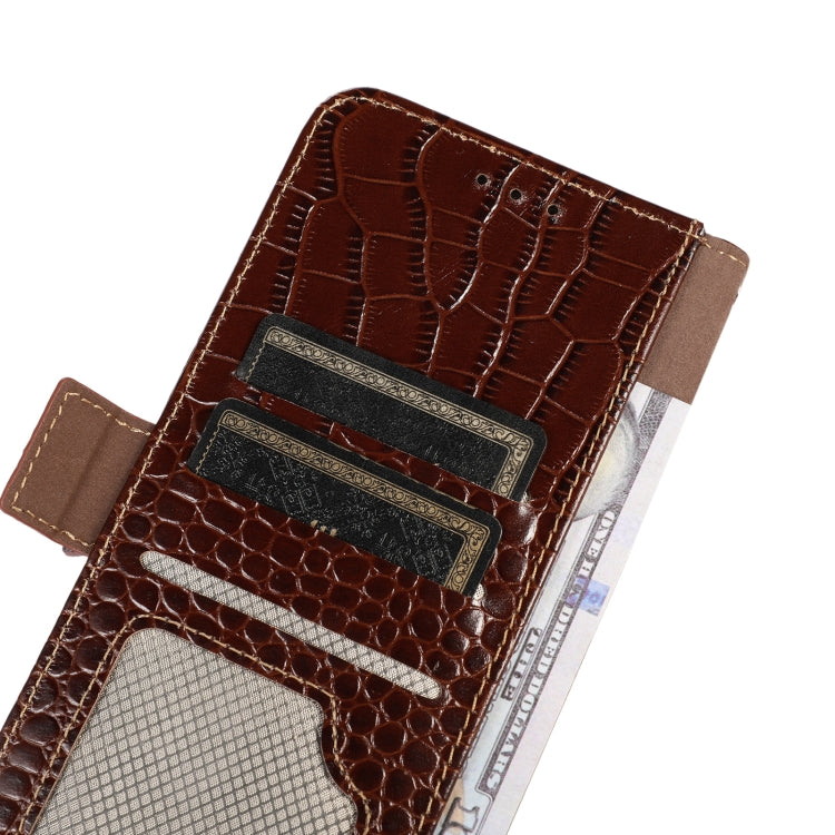 For Motorola Moto G Power 2023 Crocodile Top Layer Cowhide Leather Phone Case(Brown) - Motorola Cases by buy2fix | Online Shopping UK | buy2fix