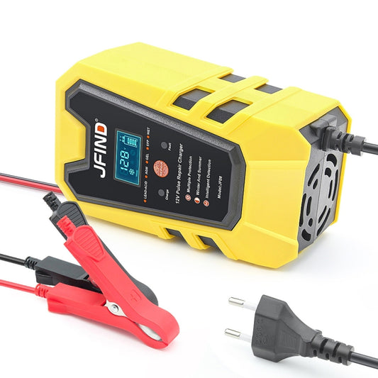 JFIND JF08 12V Mini Car Battery Charger Battery Restoration Instrument(EU Plug Yellow) -  by JFIND | Online Shopping UK | buy2fix