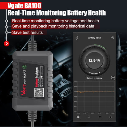 Vgate BA100 Car 12V Bluetooth 4.0 Battery Assistant Analyzer Tester -  by Vgate | Online Shopping UK | buy2fix