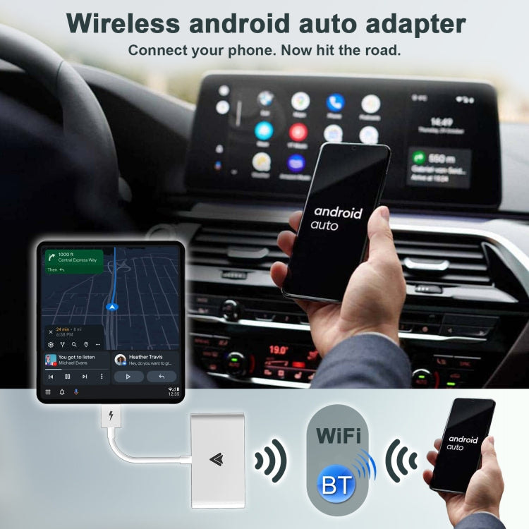 THT-020-2+ USB + USB-C / Type-C Wired to Wireless Carplay Adapter for Android Smartphone(White) -  by buy2fix | Online Shopping UK | buy2fix