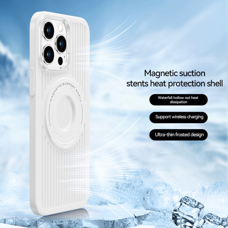 For iPhone 13 Pro Cooling MagSafe Magnetic Ring Holder Phone Case(White) - iPhone 13 Pro Cases by buy2fix | Online Shopping UK | buy2fix