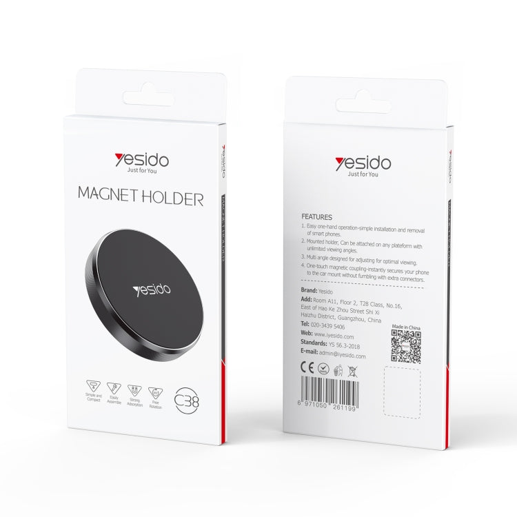 Yesido C38 Car Round Plate Magnetic Phone Holder(Black) -  by Yesido | Online Shopping UK | buy2fix