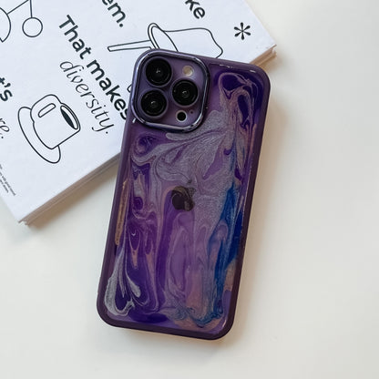 For iPhone 13 Pro Max Oil Painting Electroplating TPU Phone Case(Purple) - iPhone 13 Pro Max Cases by buy2fix | Online Shopping UK | buy2fix