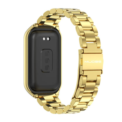 For Xiaomi Smart Band 8 Active / Redmi Band 2 Mijobs Metal Shell + Three-Bead Stainless Steel Watch Band(Gold) - Watch Bands by MIJOBS | Online Shopping UK | buy2fix